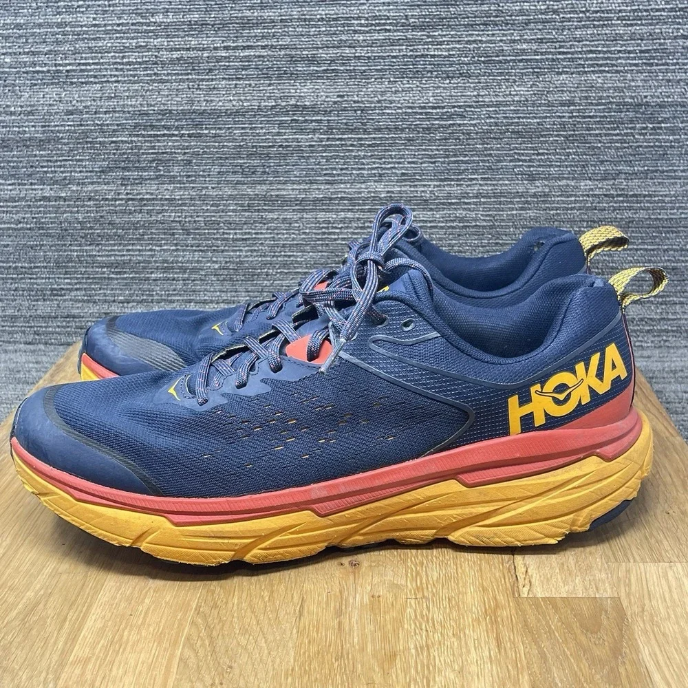 Hoka One One Challenger ATR 6 Shoes Men 11.5 Blue Yellow Trail Running Sneakers